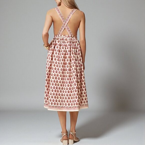 J. Crew Embroidered apron dress in block print Size 10 - Picture 2 of 9